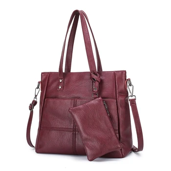 

Kajie 2 Pc/sets Women Handbags High Quality Leather Sac A Main Female Shoulder Bag Large Capacity Tote Bag Purses And Handbags