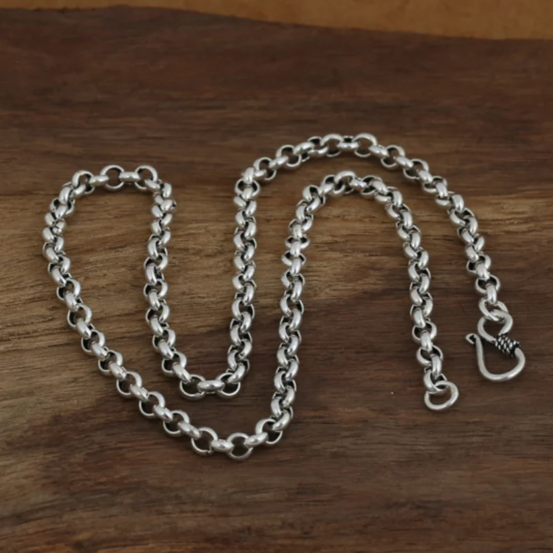 Real Silver Bright Cross O Link Chain Necklace 925 Sterling Silver