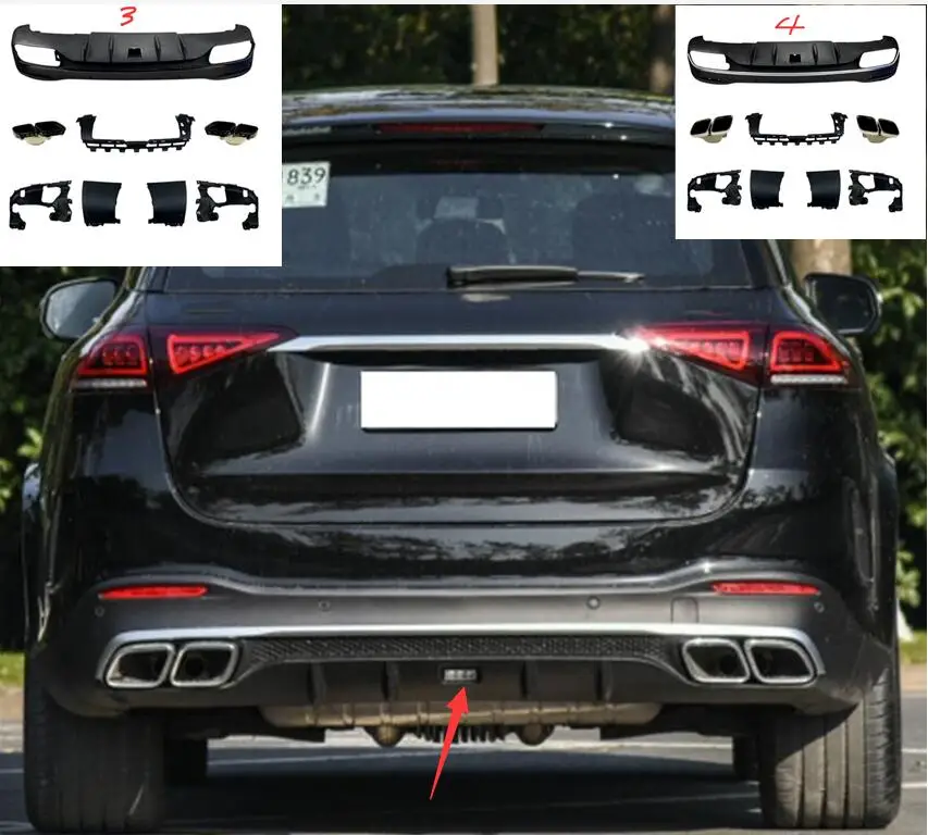 메르세데스-벤츠 GLE GLS V167 X167 2020 + GLE63 amg용 리어 립, 리어 립 테일 립 테일 쓰로트 개조 테일 쓰로트 어셈블리