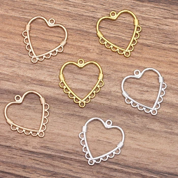 

100 Pieces/Lot 28x30mm Heart Metal Connection Pendant Embellishment Handmade DIY Jewelry Accessories
