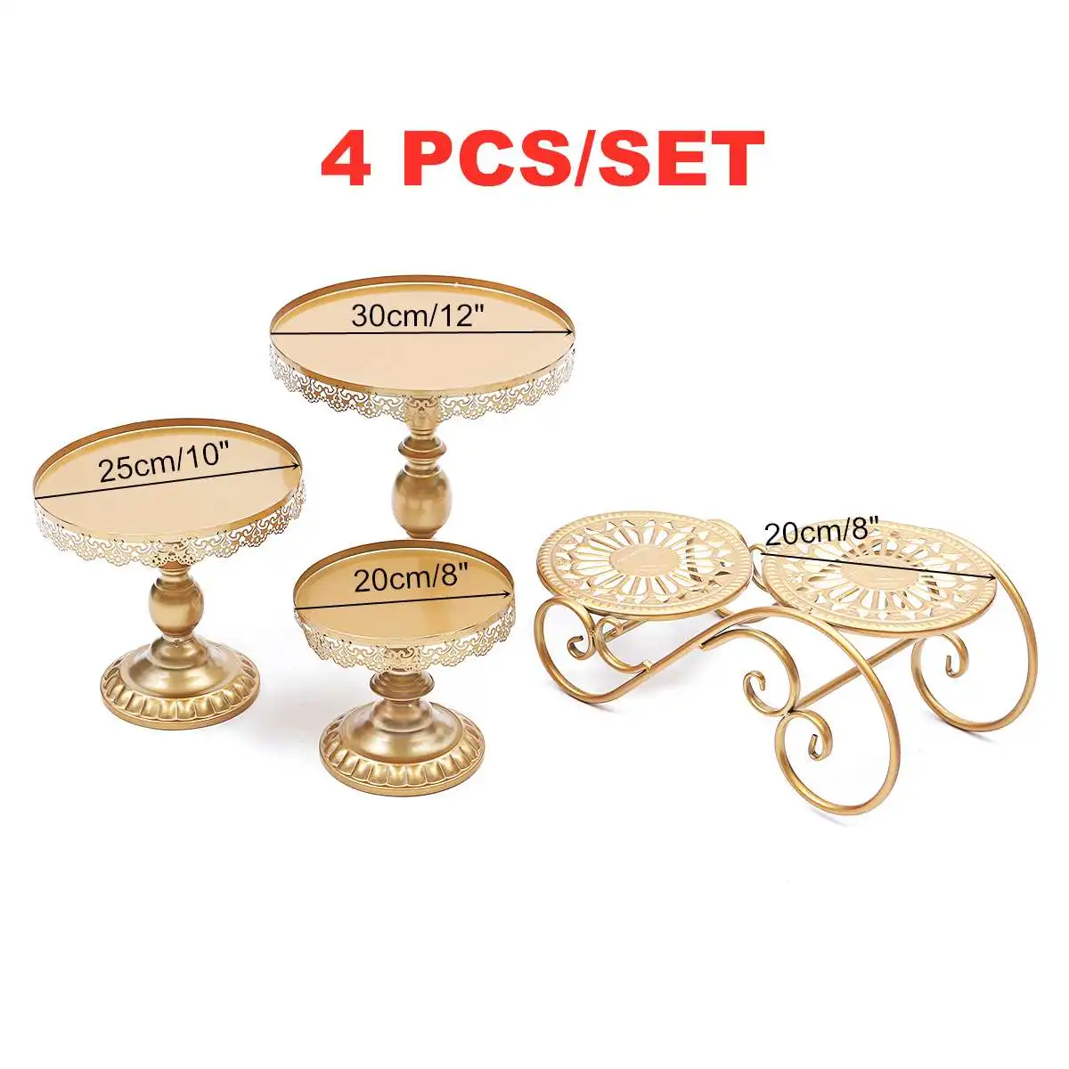 4PCS Set 4/7/9 шт./компл. металлическая, для подставки для пирожных кекс ДЕСЕРТ ДИСПЛЕЙ с пьедесталом держатель для дня рождения Свадебная вечеринка украшения золотого цвета - Цвет: 4PCS Set
