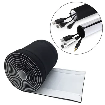 

1.5/3m Cable Management Sleeve Insulation Neoprene Cable Wrap Sleeve Wires Hider Organizer Black & White Reversible Cable Sleeve