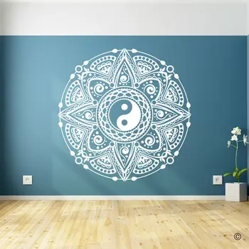 

Yin Yang Mandala Flower Wall Decal Vinyl Bohemia Wall Stickers for living Room Decoration Removable Art Family Wallpaper
