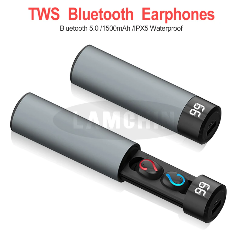 Беспроводные наушники Bluetooth 5,0, мини 3D стерео светодиодный ...