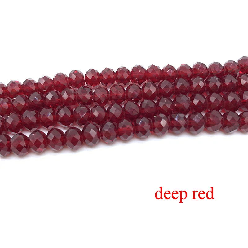 deep red 1 прядь, цветные хрустальные бусины Rondelle, граненые стеклянные бусины, маленькие бусины для самостоятельного изготовления ювелирных изделий, аксессуары для ювелирных изделий - Цвет: deep red