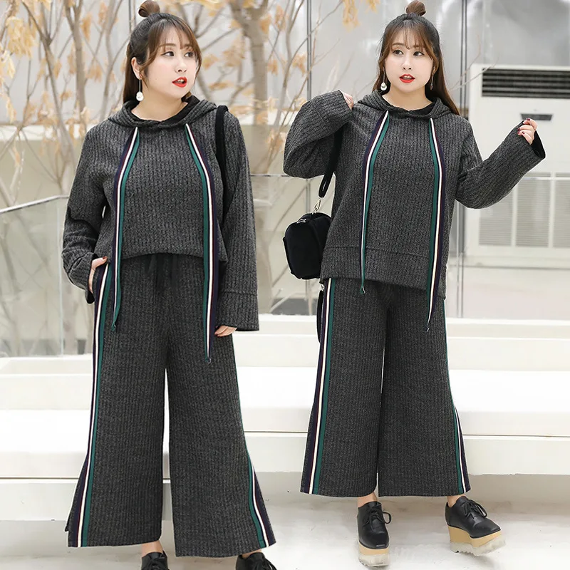 

[Xuan chen] Spring New Style Fat Mm Large Size Dress Plus-sized Korean-style Casual Two-Piece Set a Generation of Fat Y032