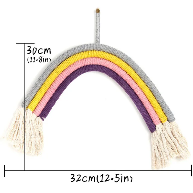Радужный Настенный декор, висящее плетение, орнамент, нордическая ручная работа, хлопковое украшение для дома, Радужное украшение, Детские аксессуары для дома, комнаты, HM0014 - Цвет: Rainbow-4