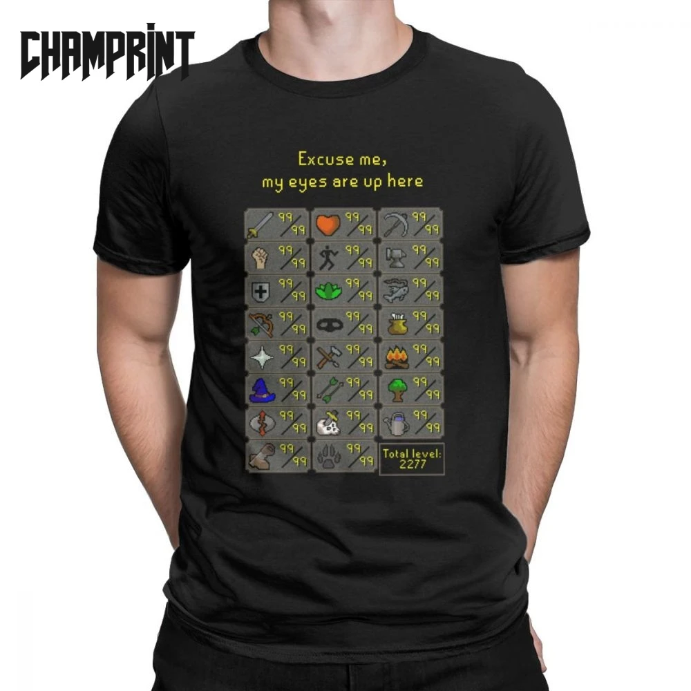 Excuse Me My Eyes Are Up Here Men T Shirts Runescape Rune Scape Gaming Game Tees T-Shirts Cotton Gift Idea Tops Plus Size |