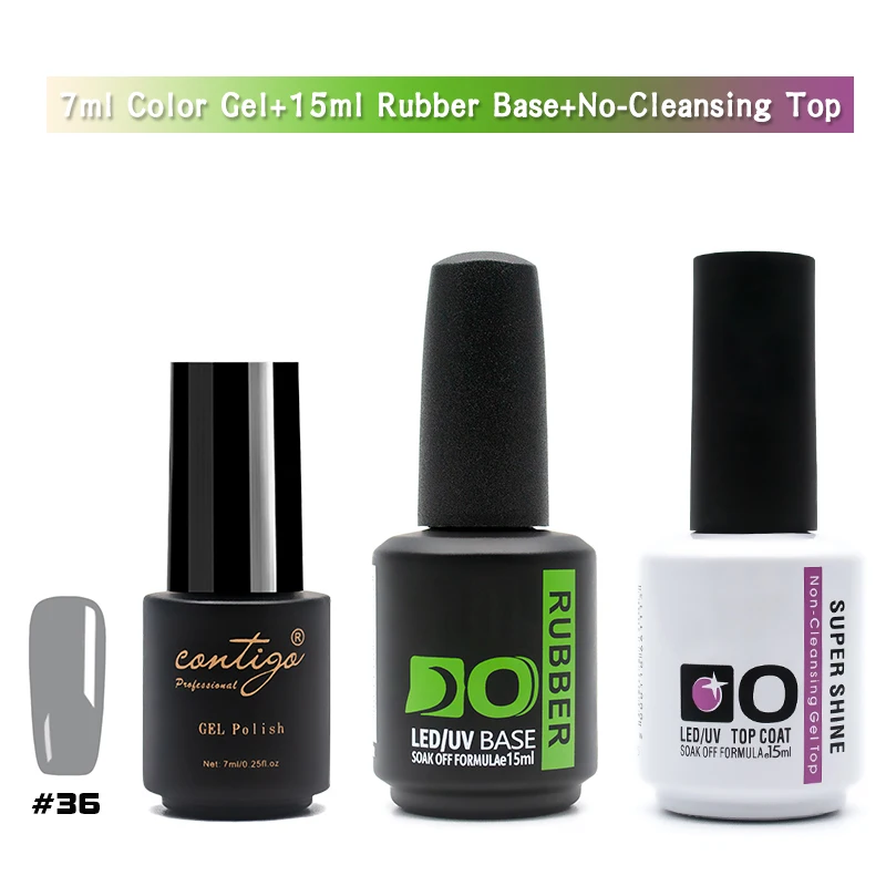 7ml-36-base 3pcs(U) 60 цветов набор гель-лаков es Nails Art Полупостоянный УФ-эмалевый лак Толстая основа и верхнее покрытие Гель-лак для ногтей дизайн геллак - Цвет: 7ml-36-base 3pcs(U)