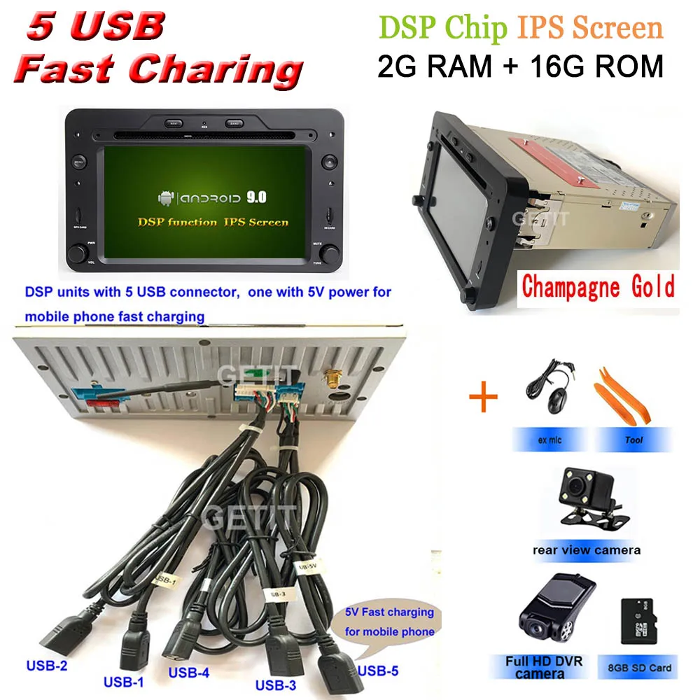 DSP чип Android 10 автомобильный DVD мультимедийный плеер для Alfa Romeo Spider Alfa Romeo 159 Brera 159 Sportwagon с радио gps wifi BT - Цвет: DSP-IPS-2G-Rear-DVR