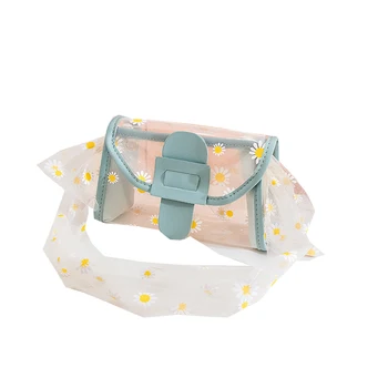 

2020 Hot Daisy Print Jelly Bags Lady Summer Mesh Strap Handbag Women Transparent Bucket Bag Shoulder Bag Cute Mini Handbags