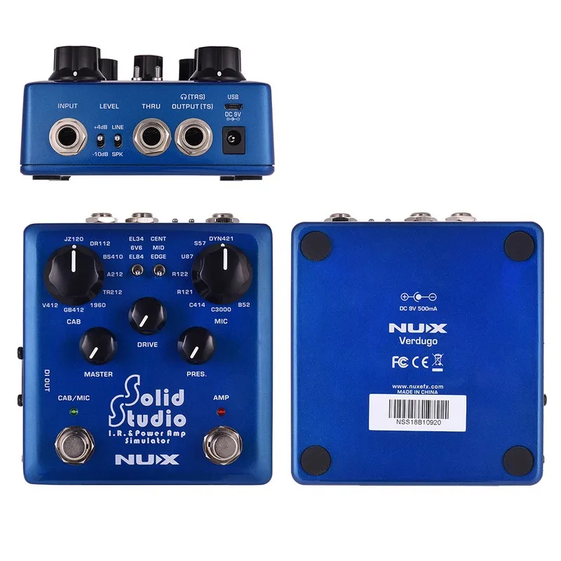 NUX Solid Studio IR& power amp имитатор педаль эффектов с 8 моделями шкафов 8 моделей микрофонов с 3 позициями микрофона