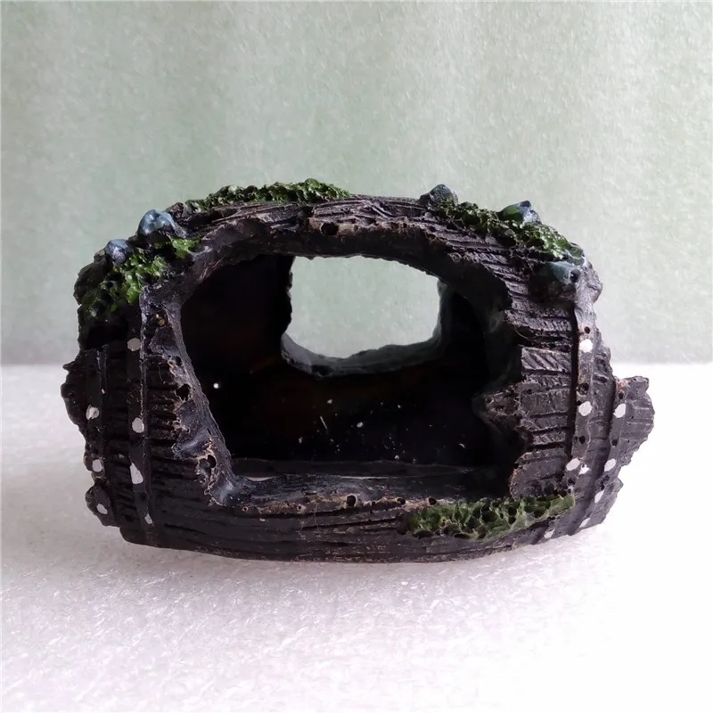 

Artificial Resin Barrel Aquarium Fish Tank Decoration Fish Hiding Cave Shelter Simulation Ornament Landscape Decoration 1Pcs