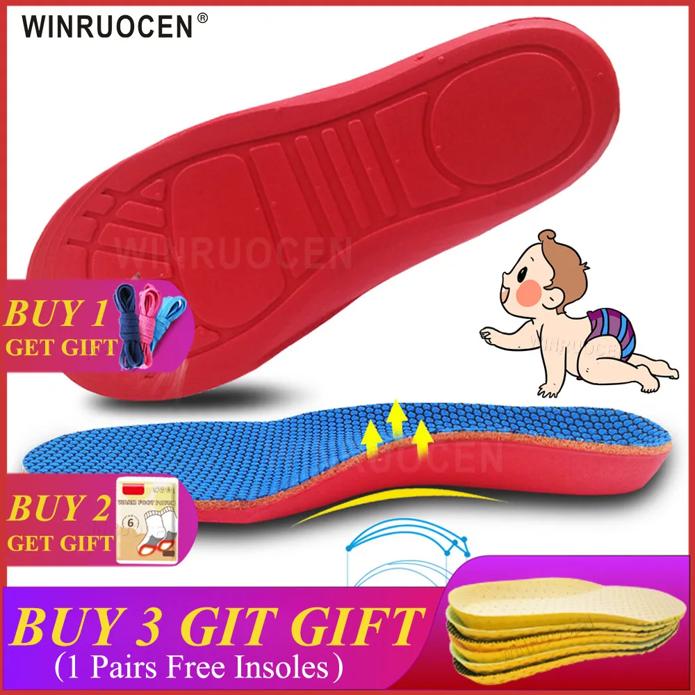 WINRUOCEN 3D Детские ортопедические стельки для поддержки свода стопы и стельки для х-ног плоские стельки для здоровья ног стельки для обуви