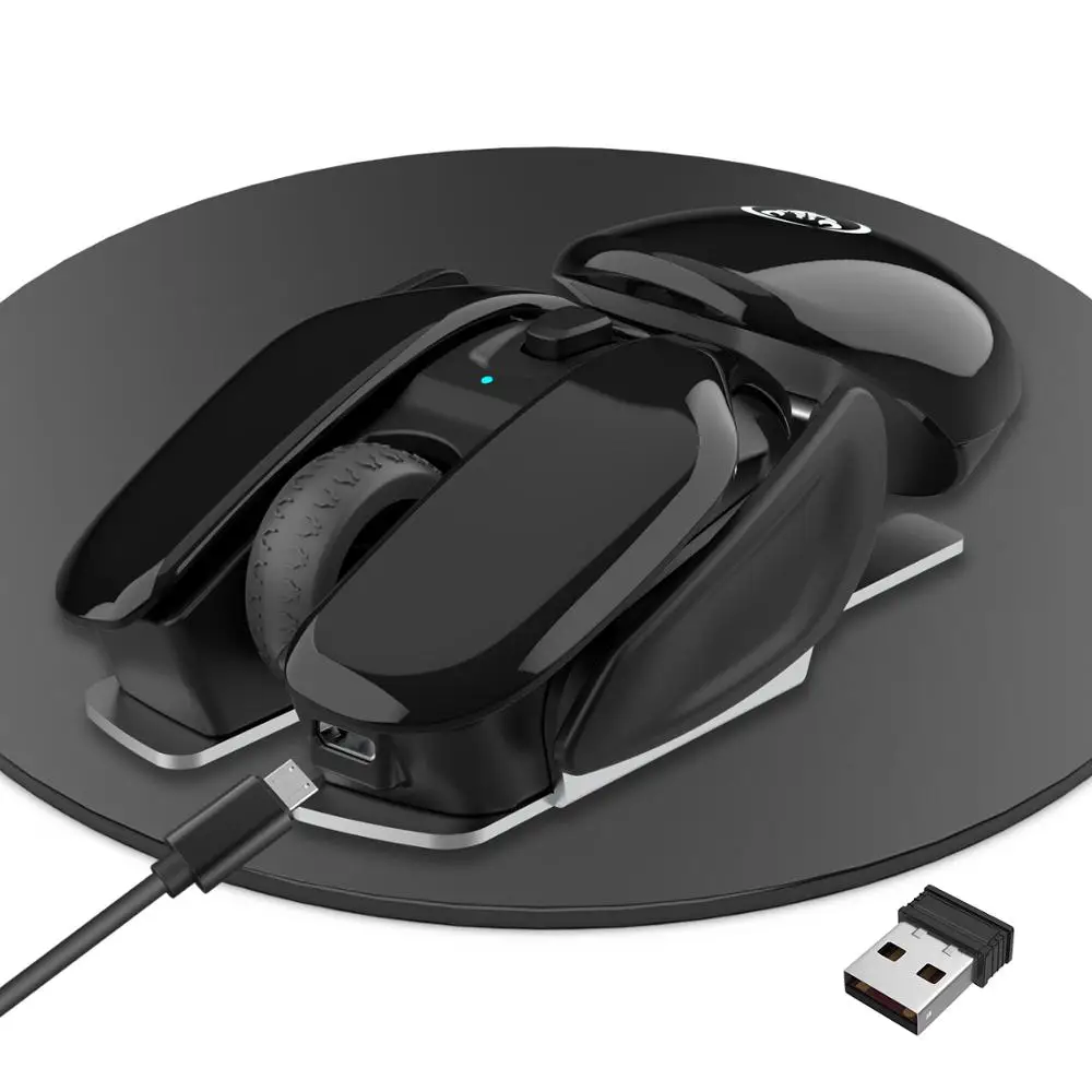 Бесшумная беспроводная мышь 2,4G, перезаряжаемая игровая мышь для офиса, дома, 1600 точек/дюйм, регулируемая