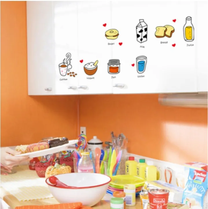New Style Kitchen Restaurant Adhesive Paper Coffee Shop Bakery Double-Sided Wall Sticker Store Counter Logo Sticker