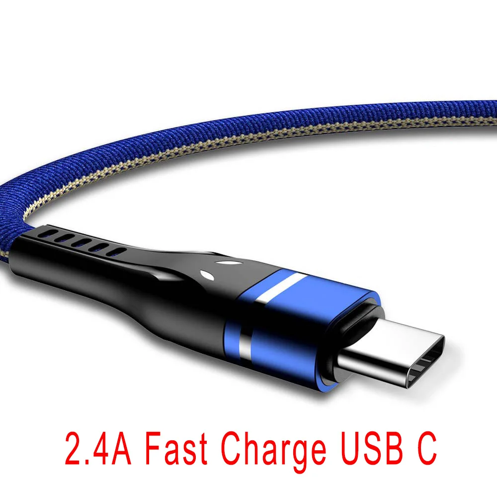 Кабель 2.4A type-C для samsung S10 S9 S8 Быстрая зарядка type-C зарядный провод USB C для Xiaomi Redmi huawei Быстрая зарядка