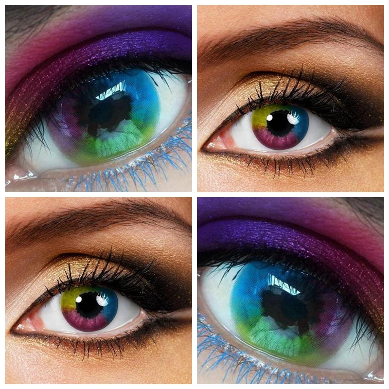 

RAINBOW CONTACT LENSES Color Cover Pupil Blind Contact Lenses Pure Colored Halloween Cosplay For Eyes Makeup contacts lenses