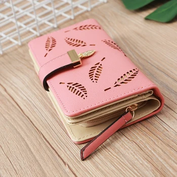 

Women Wallet Fashion Purse Female Long Wallets Hollow Leave Pouch Handbag For Women Coin PU Leather Purses Card Holder Carteira