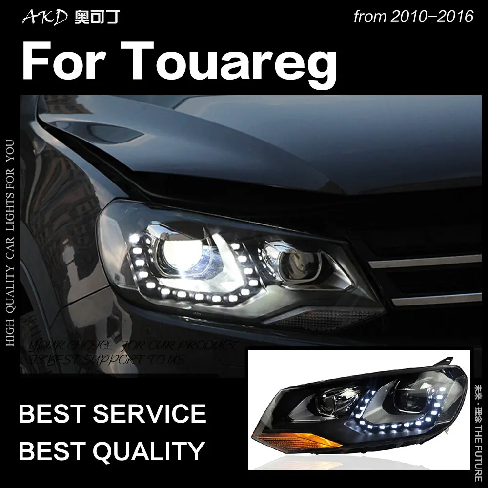 АКД стайлинга автомобилей для VW Touareg светодиодный фар 2011 2015 DRL Hid вариант фара