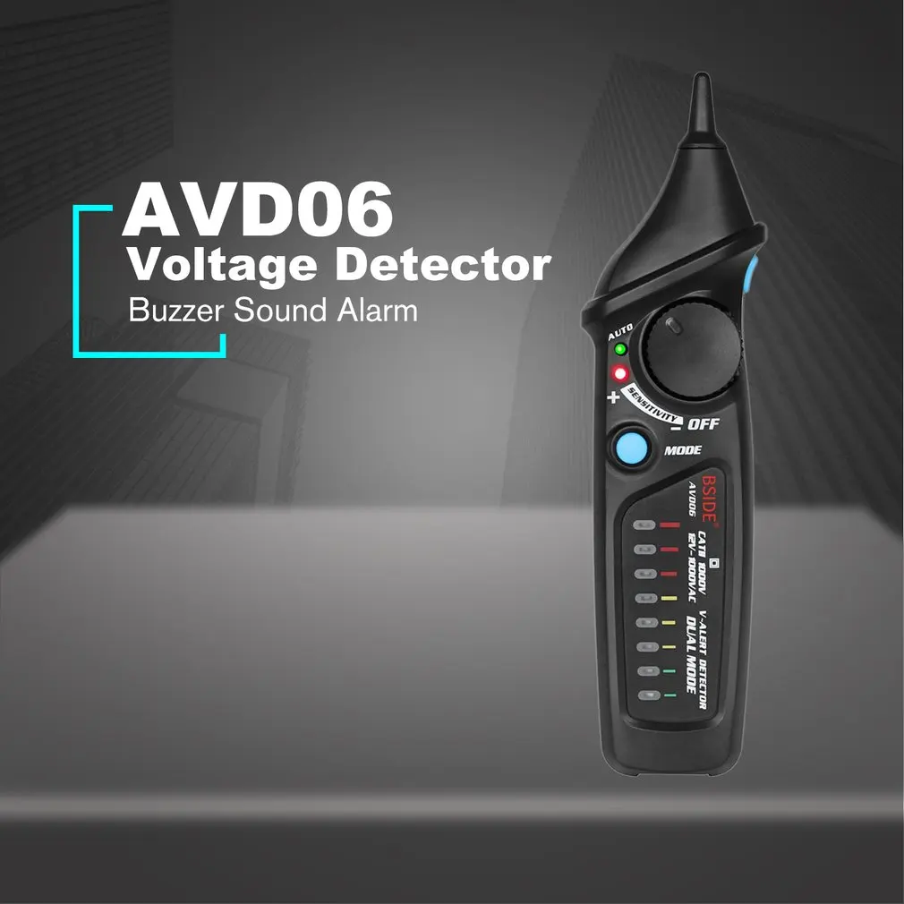 BSIDE AVD06 Бесконтактный детектор напряжения переменного тока 12-1000 В тестовая ручка тестовая er розетка питания живой провод проверка двойной режим с 8LED светильник
