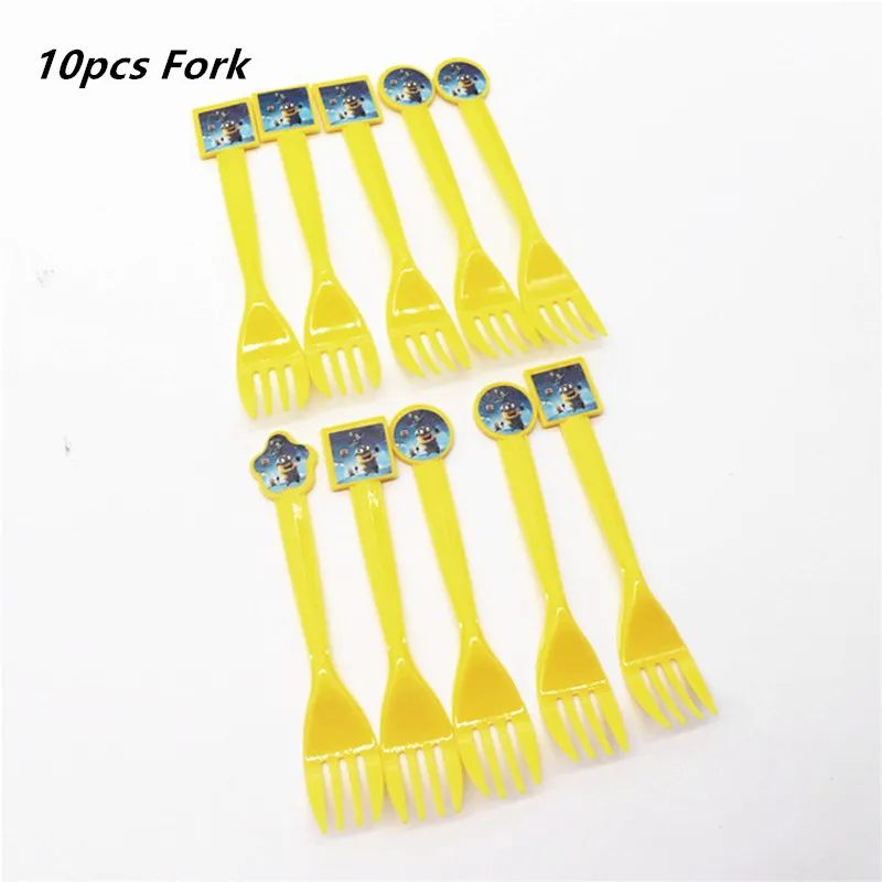 10pcs spoon ЛМС 10 шт./упак. с мультипликационным принтом «Миньон тема вечерние Подарочный пакет вечерние Декор пластиковый пакет для конфет там мешок с подарками для детей на день рождения, фестиваль, расходные материалы - Цвет: 10pcs spoon