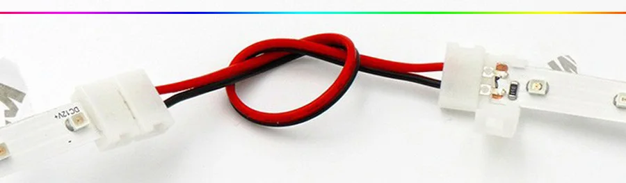 8mm solderless lengthen Wire with 2 Pin welding connectors at 2 ends for 2835 3528 led strip to strip connection free shipping (7)