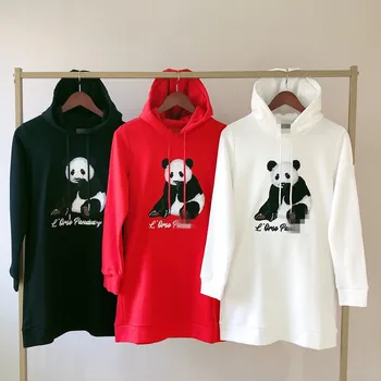 

Spring New Ladies Loose Cute Red Panda Embroidery Hoodie Long Sleeve Hoodie Top Women Casual Costume Large Size S-XXl Толстовка