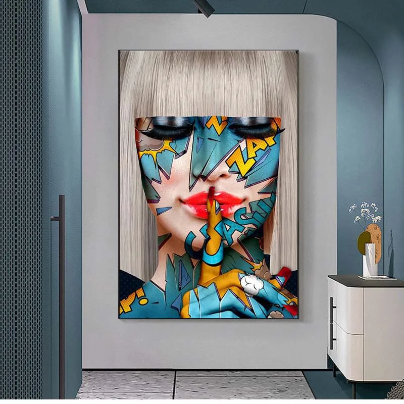 

Portrait of Abstract Girls Canvas Paintings on the Wall Art Posters and Prints Body Graffiti Nordic Art Pictures For Living Room