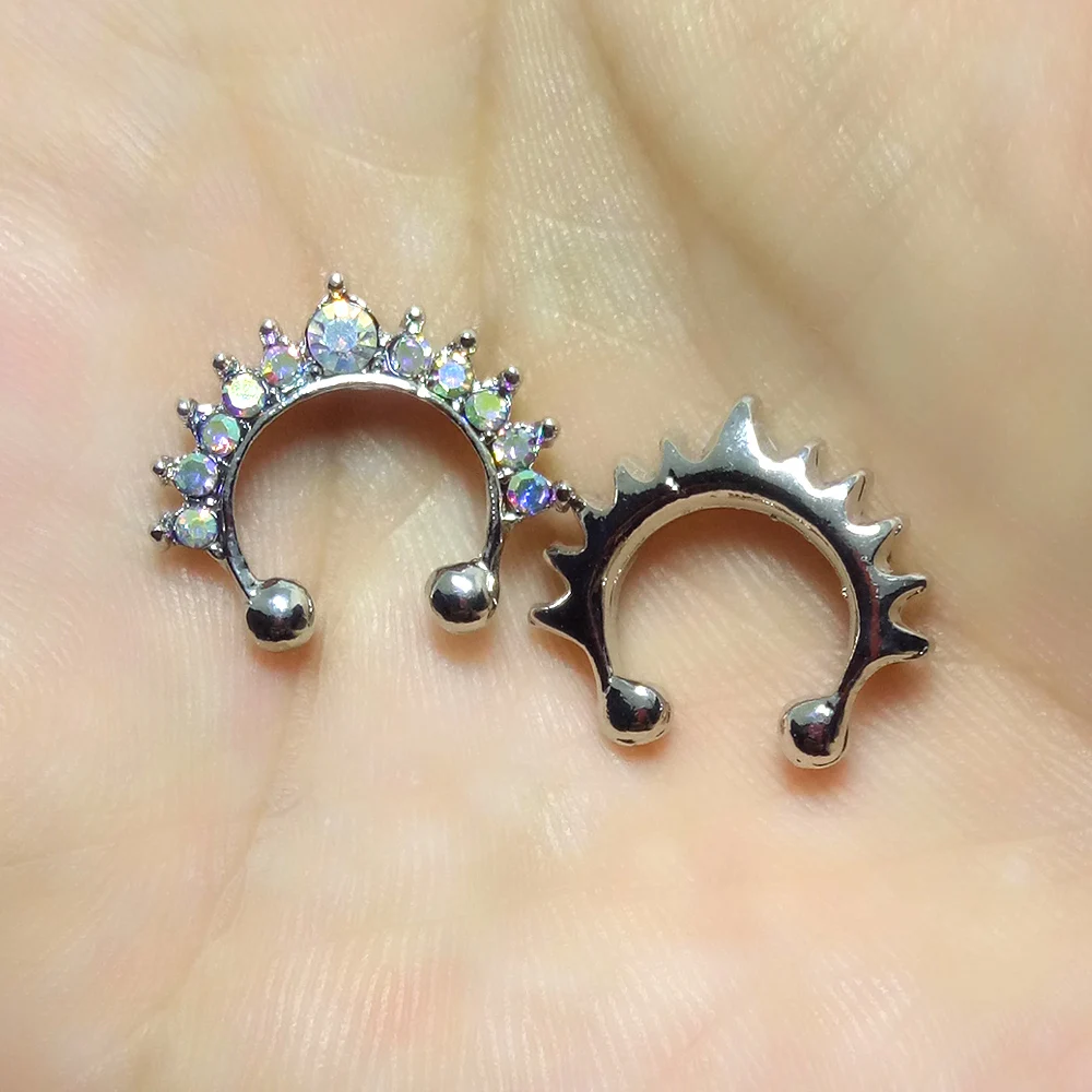 10mm Fake Septum Piercing Nose Ring Hoop For Girl Men Faux Body Clip Rings Non-Pierced Non Body Jewelry 1Pc