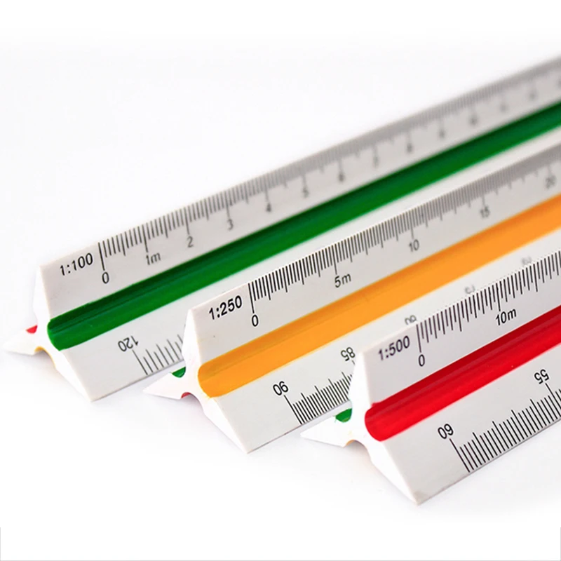 20cm Triangular Clear Coloured Tri Scale Ruler Architects Engineers Scale Rule 
