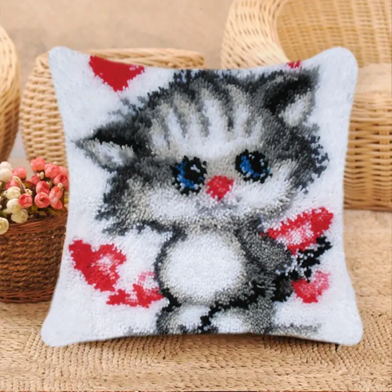 Мультфильм животных крюк с защелкой вышивка DIY животных ремесло крест подушка ковер Чехлы рукоделие крючком аксессуары для дивана