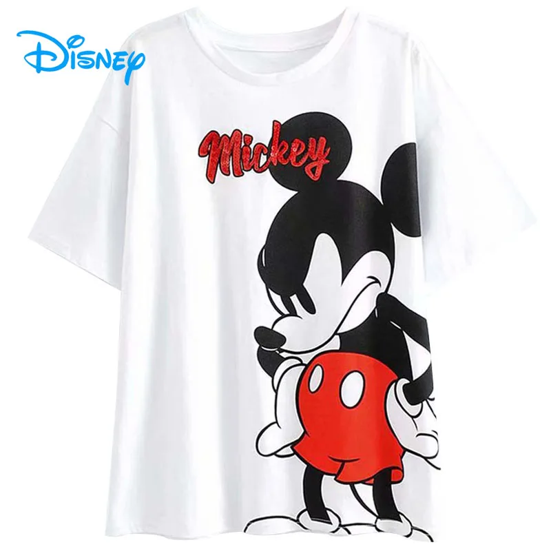 Disney Mickey Mouse Sequin Women T-shirt 2020 Summer O-neck Short Sleeve  Cartoon T Shirt Women Casual Tee Tops Female Femmes - T-shirts - AliExpress