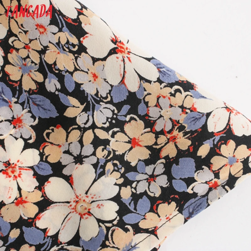 Tangada women floral print A-line skirt faldas mujer vintage side zipper office ladies elegant chic skirts 3L68