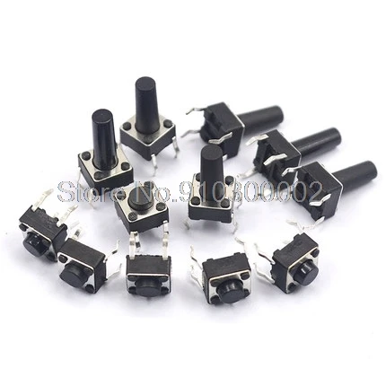 100PCS 6*6*4.3mm 5mm 6 7 8 9 10 11 12 13 14 15 16 17 6X6 4Pin Tactile Tact Push Button Micro Switch Self-reset DIP Switches 6x6 |