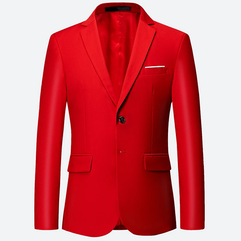 Red Blazer Классический мужской костюм, набор,, высокое качество, подгонянный, сплошной цвет, тонкий, деловой костюм, жених, свадебная одежда, высокое качество, смокинг/2 шт - Цвет: Red Blazer