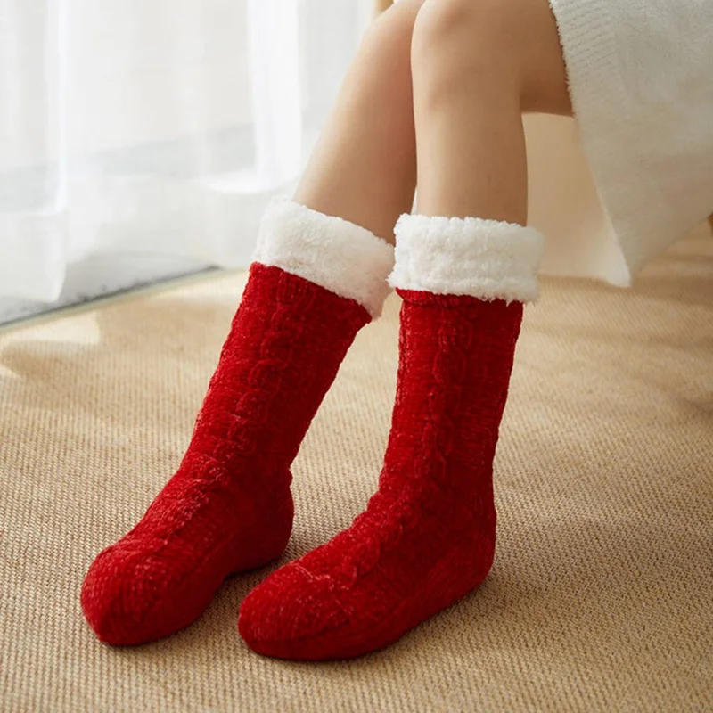 Fashion Wool Cotton Winter Warm Floor Socks Women Fashion Cartoon Cute Socks Home Adults Slippers Anti-Skid Socks