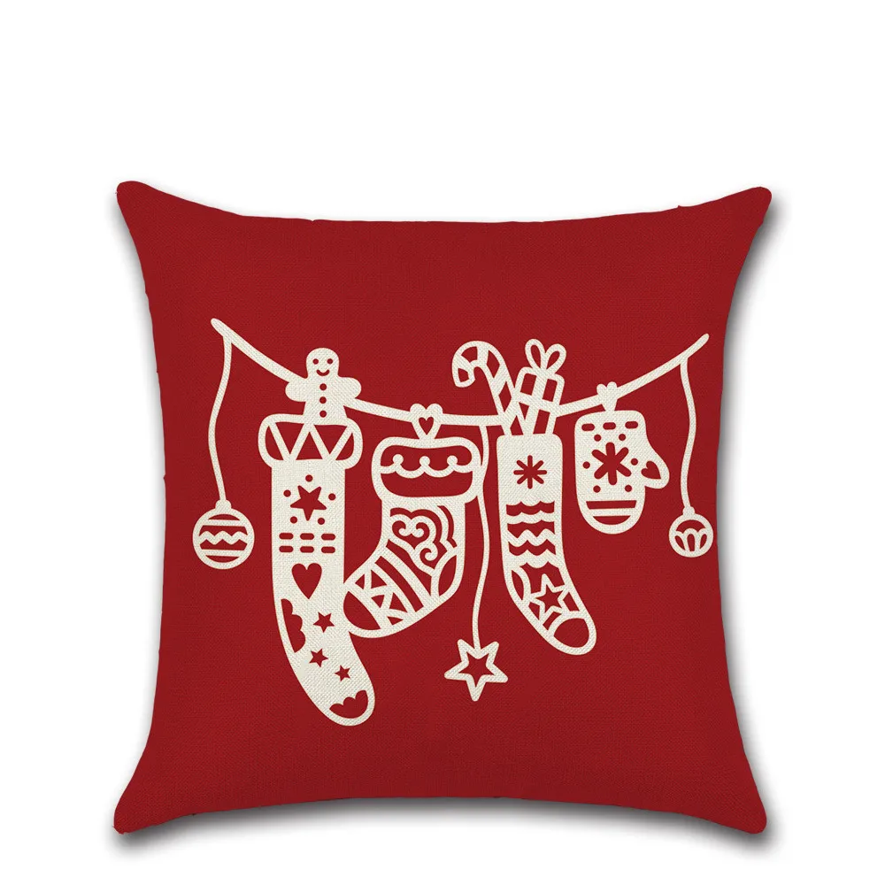 Красная наволочка для подушки kussenhoes диван Снежинка носок автомобиль печать наволочка рождественские украшения для дома fundas cojines - Цвет: 03