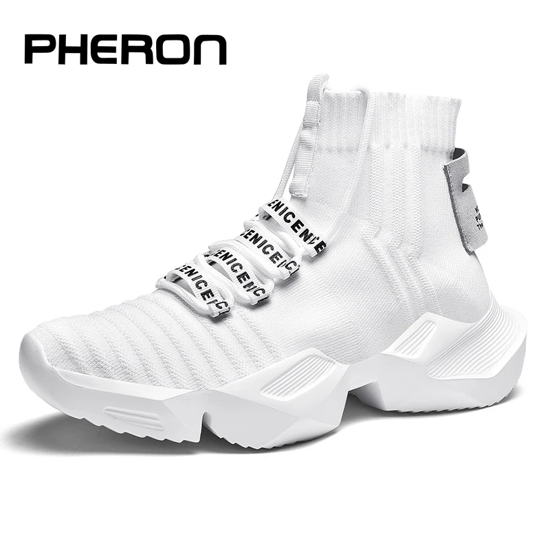 mens black high top sneakers with white soles