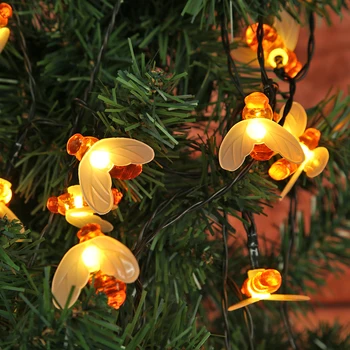 

20/30/50LED Solar Bee String Lights Wedding Party Automatically Recharging Fairy Garland Christmas Fence Landscape Decor