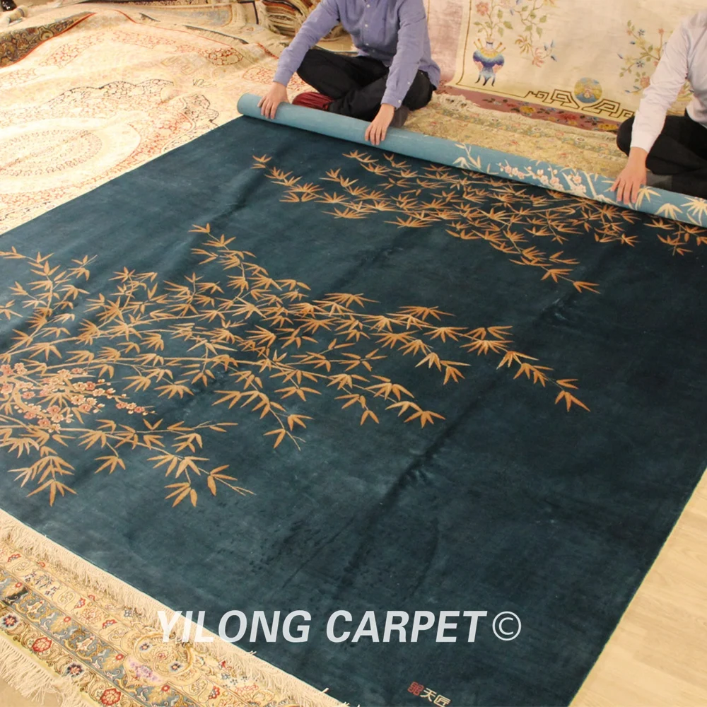 Yilong 8'x10' Кум персидский шелковый ковер Большой античный медальон Кашмира ковер ручной работы (0937)