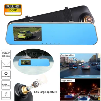 

HGDO 4.3'' FHD 1080P Dual Lens Car DVR Mirror Dash Cam auto Recorder Rearview Mirror Night Vision Rear View Camera