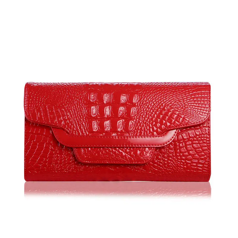 Solid Red Сумки через плечо из крокодиловой кожи для женщин, клатч, роскошная женская вечерняя сумка, сумка на плечо с цепочкой, сумка-мессенджер с клапаном, сумочка - Цвет: Solid Red
