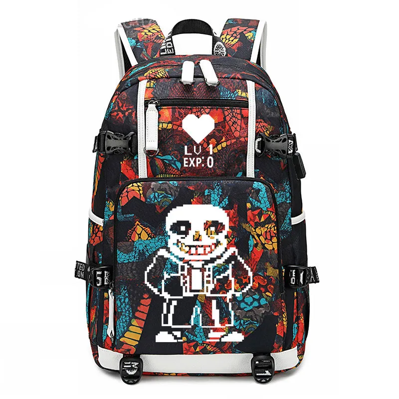 Style 1 Игра «Undertale», рюкзак с черепом, USB порт, рюкзак, сумка со змеиным узором, школьники подростки, школьные сумки, дорожная сумка на плечо, сумка для ноутбука - Цвет: Style 1