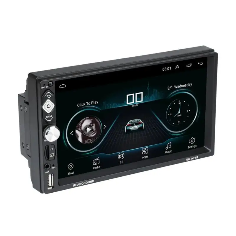 RK-A718 7 дюймов сенсорный экран Android 8,1 1G+ 16G автомобиль в тире стерео gps Bluetooth 4,0 FM радио Зеркало Ссылка MP5 мультимедийный плеер