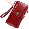 2022 Leather Women Wallets Name Engraving Genuine Leather Female Wallets Large High Quality Fashion Photo Holder Women Purse 1