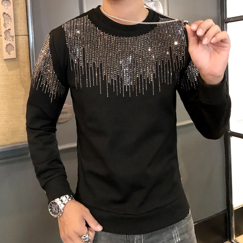 

Hoodies Sweatshirts Men Shining Hooded Sweatshirt Autumn Winter Male Streetwear Hip Hop Loose Casual Pullover Hoodie Outerwear