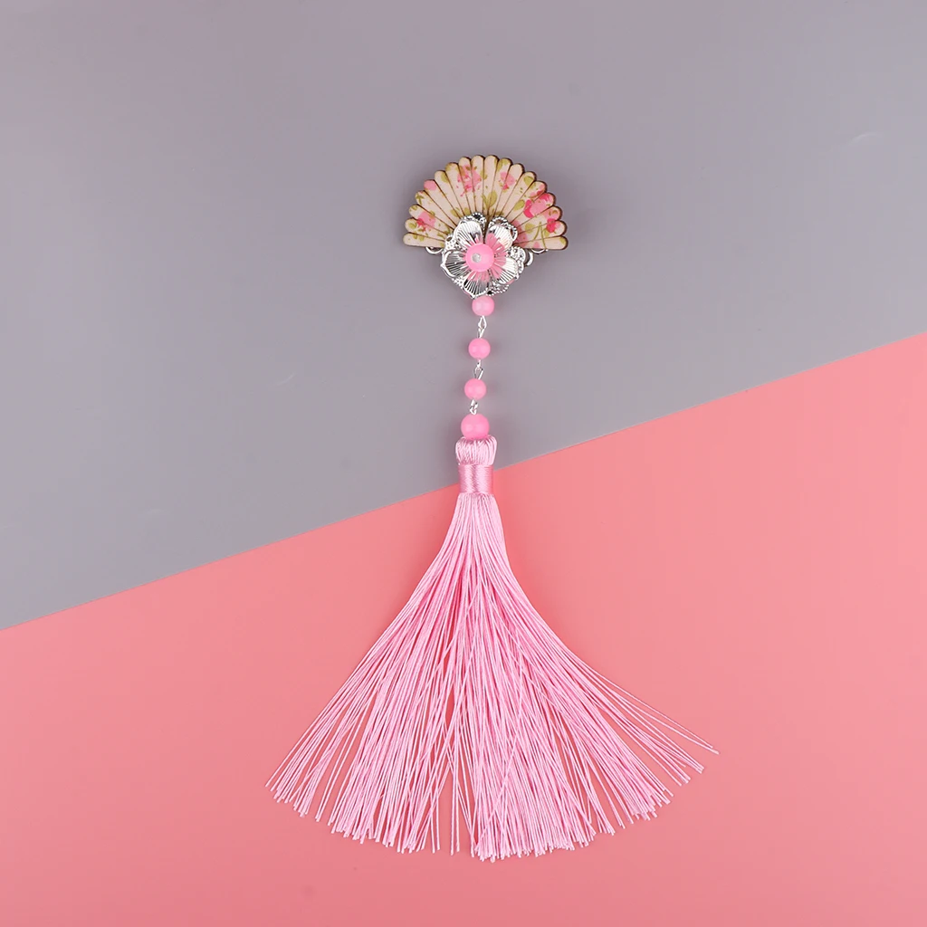 

Fashion Vintage Hair Clip Pin for Women Girls Wood Fan Tassel Hair Accessories Kimono Geisha Headpiece Costume