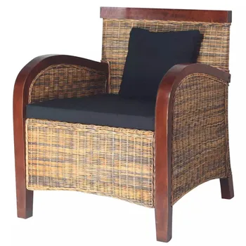 

Handmade Rattan Armchair Backrest old rustic Chair for Office Computer Handwoven Dining Chair Leisure Sofa Living room Furniture