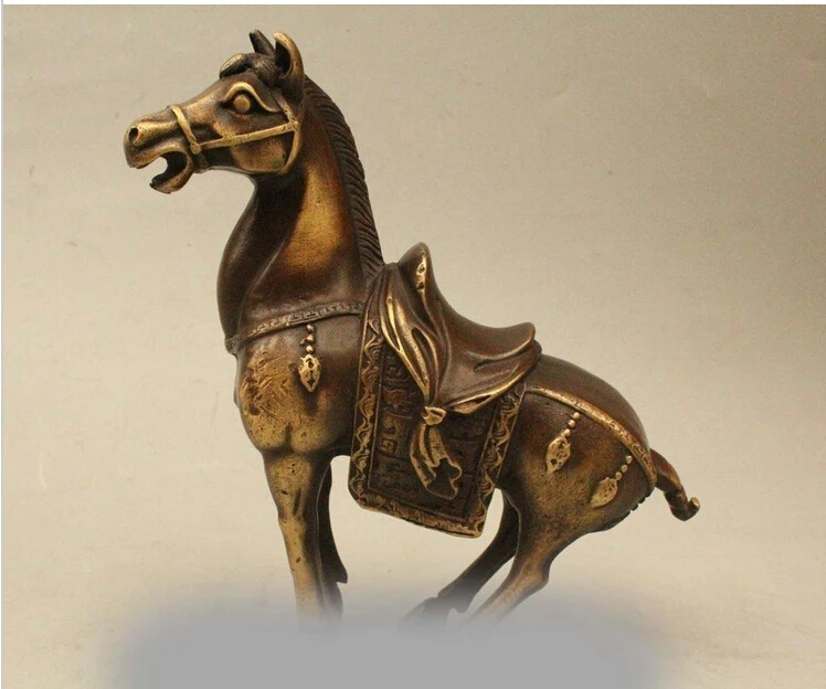 ---724+++7&quot China Chinese Folk Fengshui Bronze success Stand Zodiac Year Horse Statue | Дом и сад